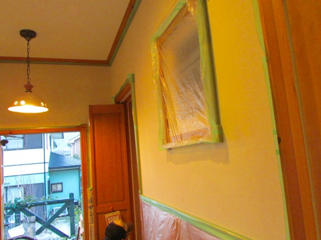 玄関(施行中2養生)