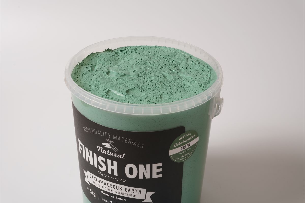 FINISH ONE 珪藻土 缶 グリーン | 自然由来珪藻土壁材ケイソウくん